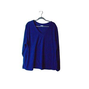 Womens Plus Sz 3X Great Northwest Sapphire Blue Fleece Sweatshirt V Neck Polyest